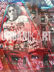 Icon Lennon is a superimposition of two beautiful pictures with a graph produced by AC. Pictures were taken in New York City. One of the photos is an old building of the famous Soho in Manhattan, the other one is the legendary Beatles musician John Lennon standing in his favorite position. In the print clearly predominates red color, and that symbolizes the sultry summer heat in New York and passion that erupts there in summer evenings.