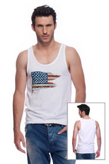 Casual tank top fit original men t-shirt with print in Street Art style. You will enjoy wearing it in summer. The color of tee shirt is white, fabric - Single Jersey 100% Organic ring-spun Combed Cotton 155 GSM. Medium Fit. Brand Urbanik Art. Manufactured in France.
