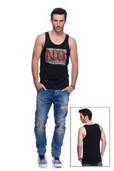 Casual tank top fit original men t-shirt with print in Street Art style. You will enjoy wearing it in summer. The color of tee shirt is black, fabric - Single Jersey 100% Organic ring-spun Combed Cotton 155 GSM. Medium Fit. Brand Urbanik Art. Manufactured in France.
