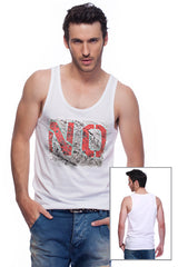 Casual tank top fit original men t-shirt with print in Street Art style. You will enjoy wearing it in summer. The color of tee shirt is white, fabric - Single Jersey 100% Organic ring-spun Combed Cotton 155 GSM. Medium Fit. Brand Urbanik Art. Manufactured in France.