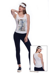 Deep round neck original women t-shirt with print in Street Art style. You will enjoy wearing it in summer. The color of tee shirt is white, fabric - Single Jersey 100% Organic ring-spun Combed Cotton 120 GSM. Medium Fit. Brand Urbanik Art. Manufactured in France.