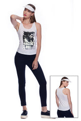 Deep round neck original women t-shirt with print in Street Art style. You will enjoy wearing it in summer. The color of tee shirt is white, fabric - Single Jersey 100% Organic ring-spun Combed Cotton 120 GSM. Medium Fit. Brand Urbanik Art. Manufactured in France.