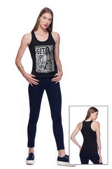 Deep round neck original women t-shirt with print in Street Art style. You will enjoy wearing it in summer. The color of tee shirt is black, fabric - Single Jersey 100% Organic ring-spun Combed Cotton 120 GSM. Medium Fit. Brand Urbanik Art. Manufactured in France.